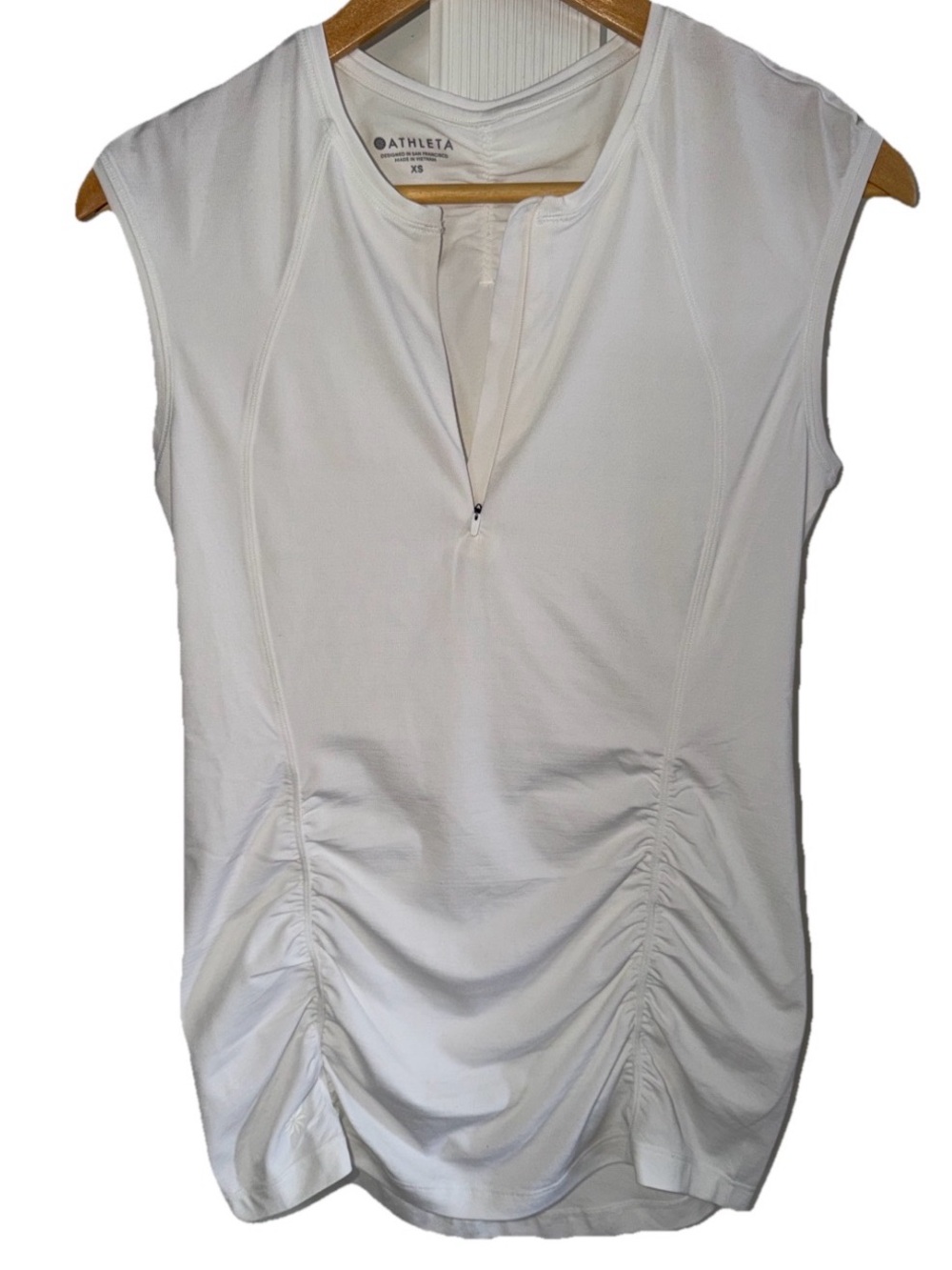 Athleta White Ruched Sleeveless Top Sz. XS